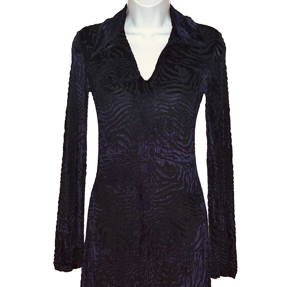 Velvet Burnout Maxi Dress Witchy Whimsygoth Vtg Morgan de Toi Purple Black XS